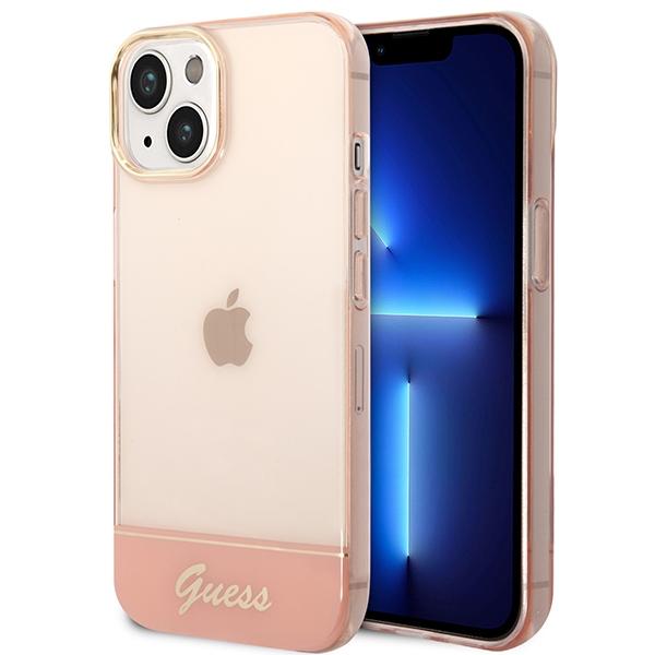 GUESS GUHCP14MHGCOP iPhone 14 Plus / 15 Plus 6.7" pink translucent hard case