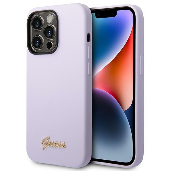 GUESS GUHCP14LSLSMU iPhone 14 Pro 6.1" purple hard case with vintage gold logo