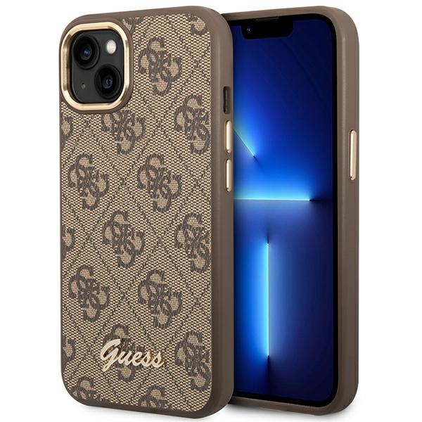 GUESS GUHCP14MHG4SHW iPhone 14 Plus / 15 Plus 6.7" brown hard case with vintage gold logo