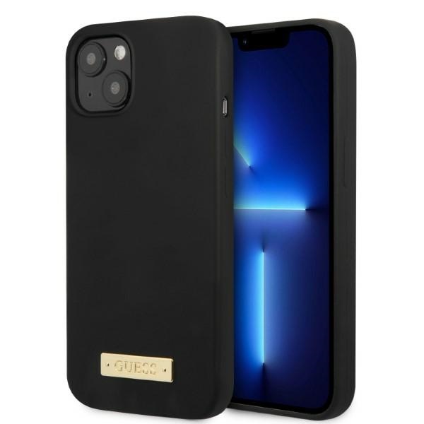 GUESS GUHMP13MSPLK iPhone 13/14/15 6.1" black hard case with Silicone Logo Plate and MagSafe