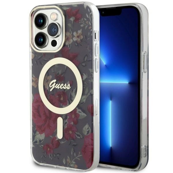 GUESS GUHMP14XHCFWSA iPhone 14 Pro Max 6.7" green/khaki hard case Flower MagSafe