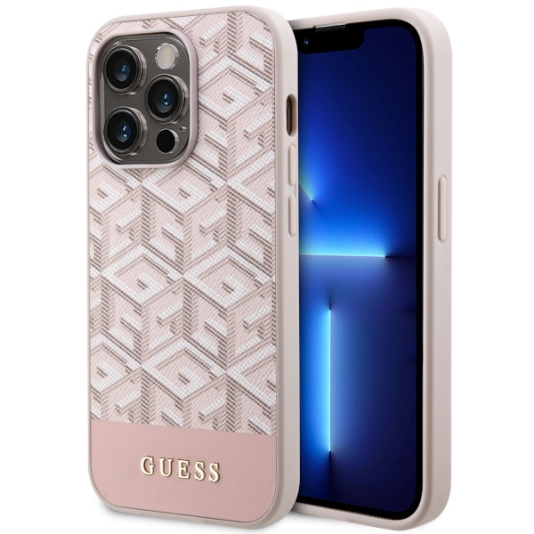 GUESS GUHMP14LHGCFSEP iPhone 14 Pro 6.1" pink hard case GCube Stripes MagSafe