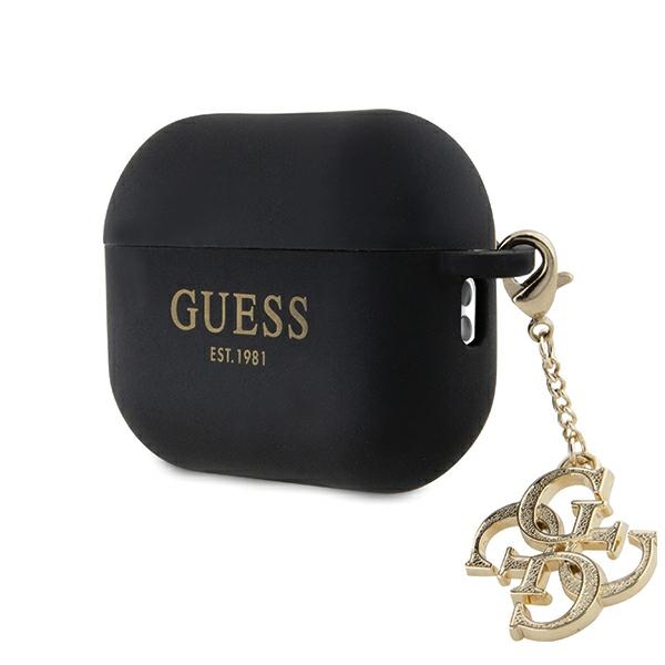 GUESS GUAP2LECG4K AirPods Pro 2 (2022/2023) cover, black, Liquid Silicone Glitter Triangle Charm