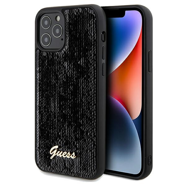 GUESS GUHCP12MPSFDGSK iPhone 12/12 Pro 6.1" black hardcase with Sequin Script Metal design