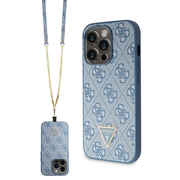 GUESS GUHCP14LP4TDSCPB iPhone 14 Pro 6.1" blue hardcase crossbody with metal logo