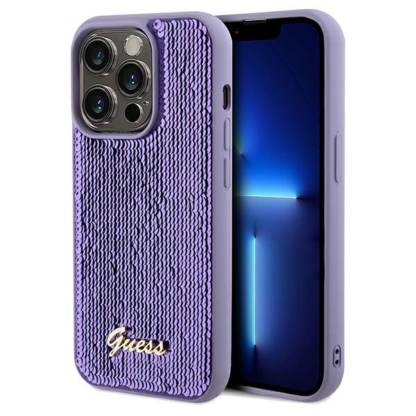 GUESS GUHCP14XPSFDGSU iPhone 14 Pro Max 6.7" purple sequin script metal hard case
