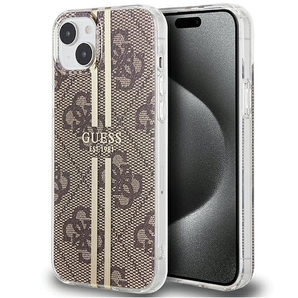 GUESS GUHCP15MH4PSEGW iPhone 15 Plus / 14 Plus 6.7" brown hardcase with IML 4G Gold Stripe