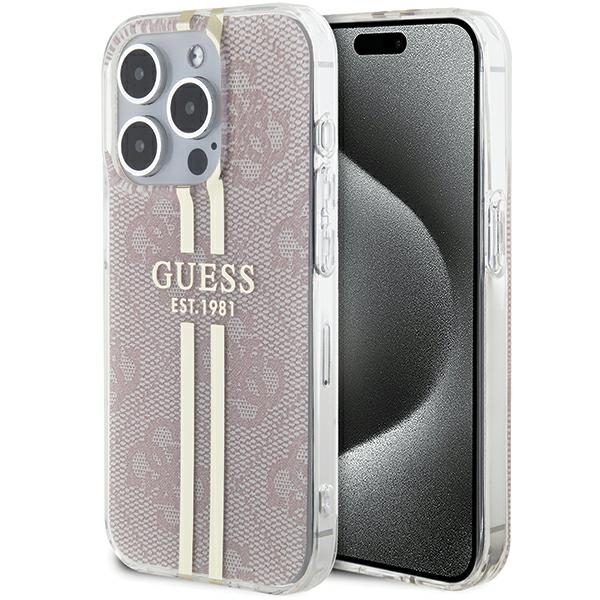 GUESS GUHCP15LH4PSEGP iPhone 15 Pro 6.1" pink hardcase with IML 4G Gold Stripe