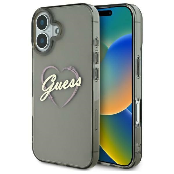 GUESS GUHCP16MHCHGSPK iPhone 16 Plus 6.7" black hard case with IML Heart design