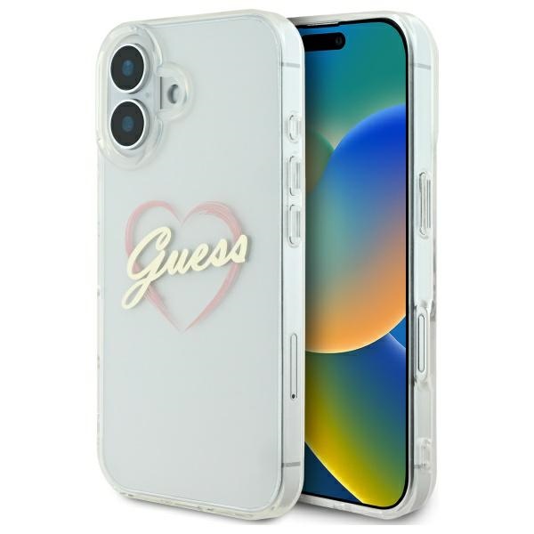 GUESS GUHCP16SHCHGSPT iPhone 16 6.1" Clear/Clear Hard Case with IML Heart Design