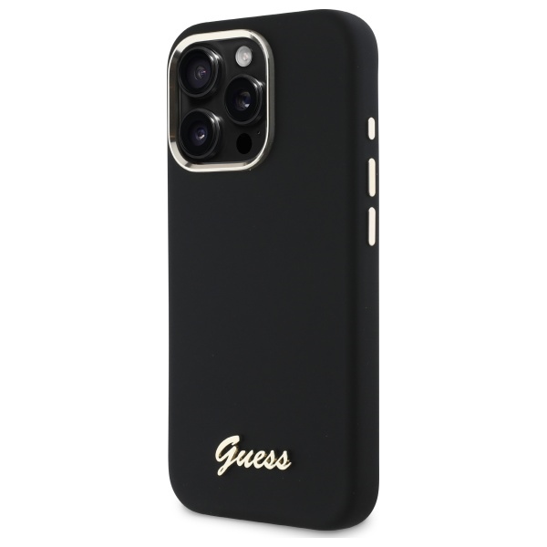 GUESS GUHCP16XSMBSLK iPhone 16 Pro Max 6.9" black hardcase Silicone Script Metal Logo AND Frame