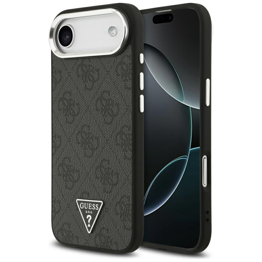 GUESS 4G Triangle Logo MagSafe Case for iPhone 17 Air, black silver