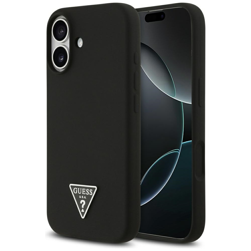 GUESS Silicone Triangle Logo MagSafe Case for iPhone 17, Black