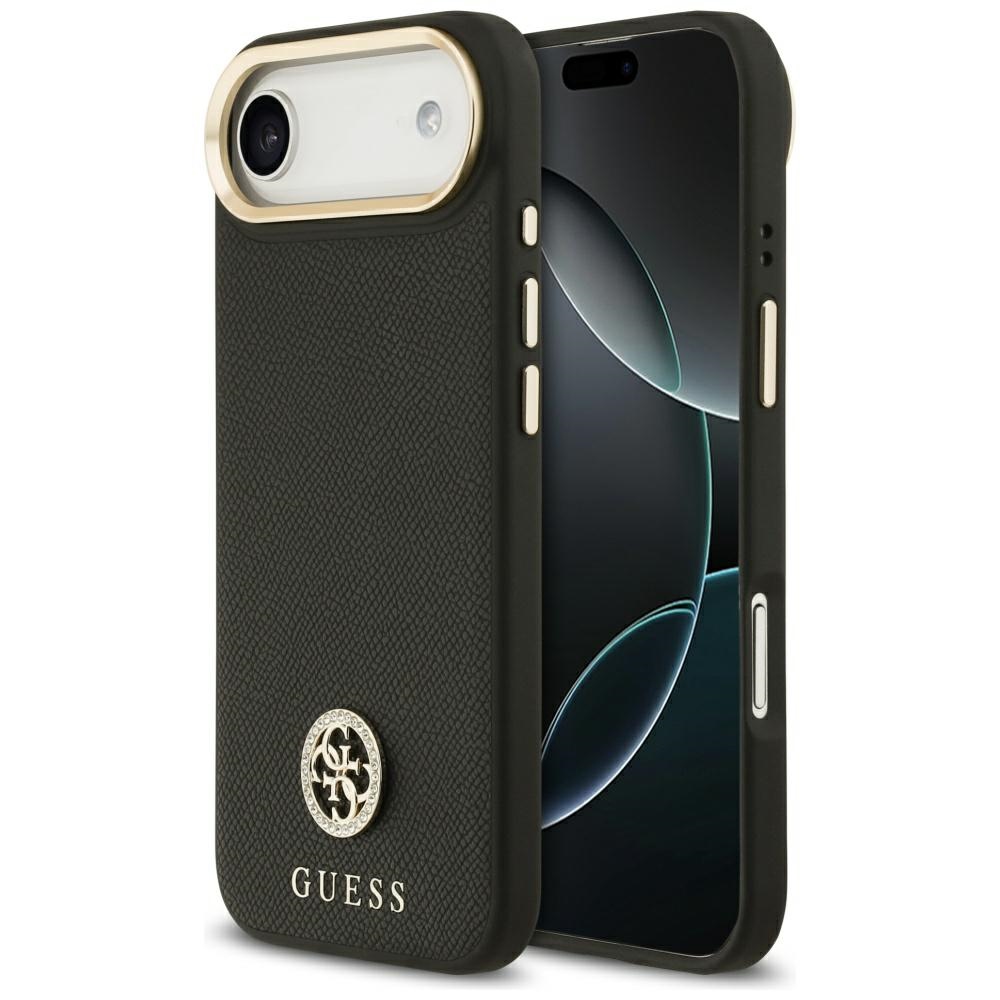 GUESS Etui Grained Strass Logo MagSafe for iPhone Air, black