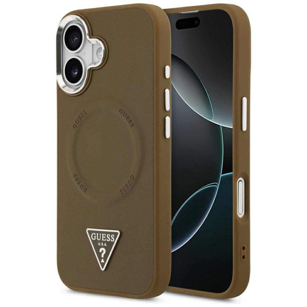 GUESS Triangle Logo MagSafe Case for iPhone 17, brown