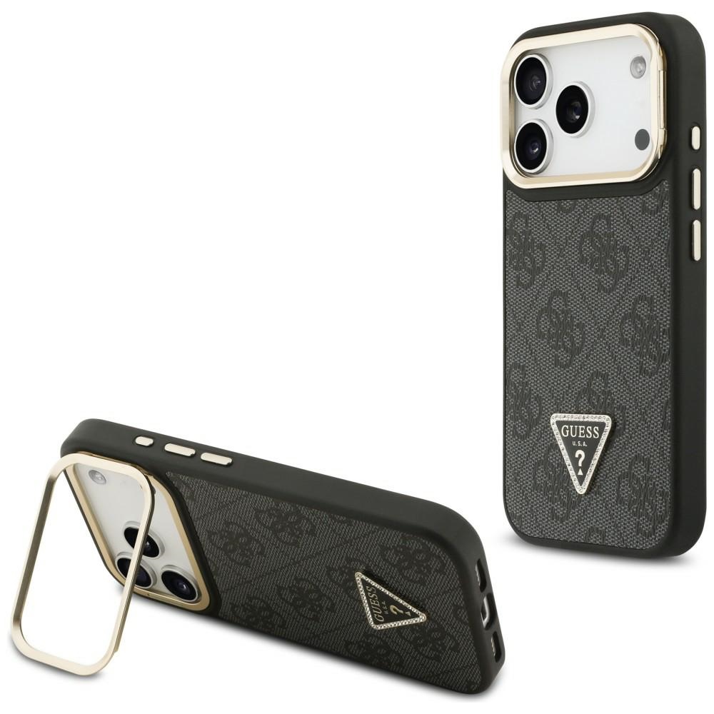 GUESS 4G PU Triangle Logo AND Stand Camera Magsafe Case for iPhone 17 Pro / 18 Pro black