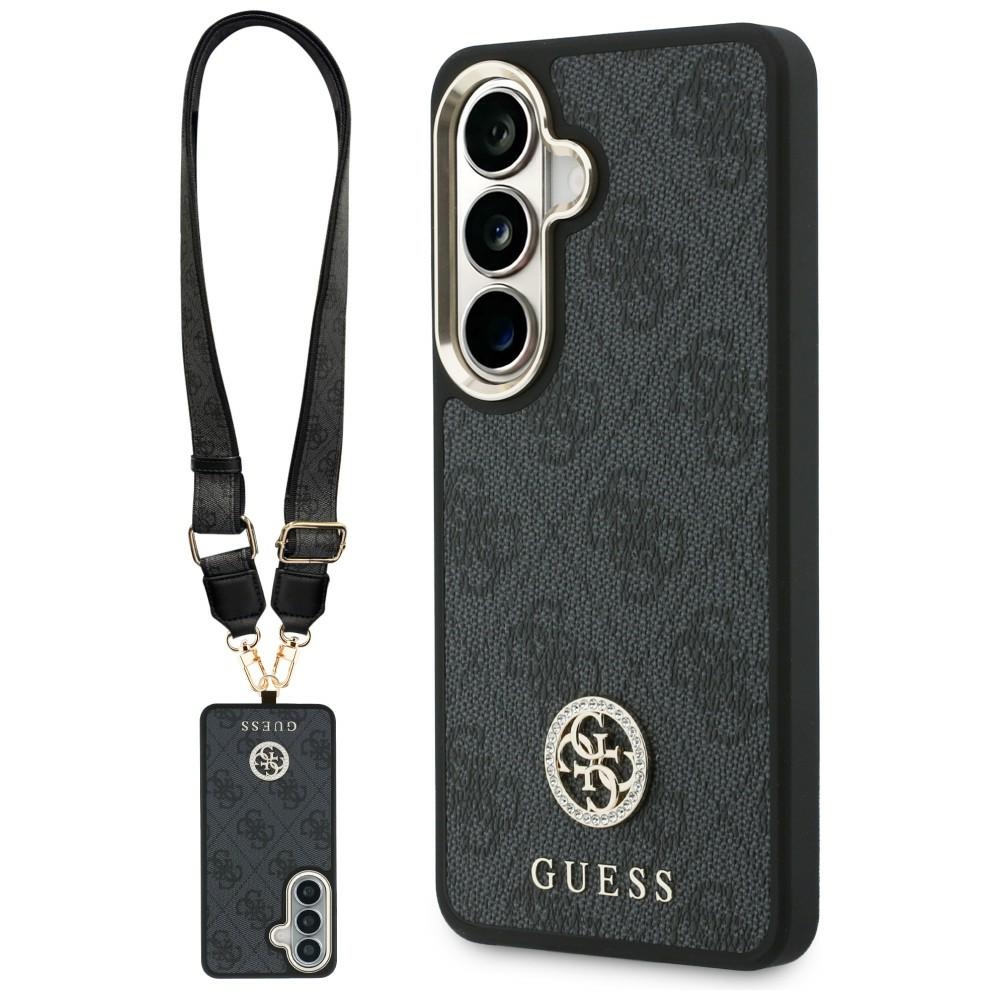 GUESS Case Set + Leash 4G Big Rhinestone Triangle Strap MagSafe for Samsung Galaxy S26 black