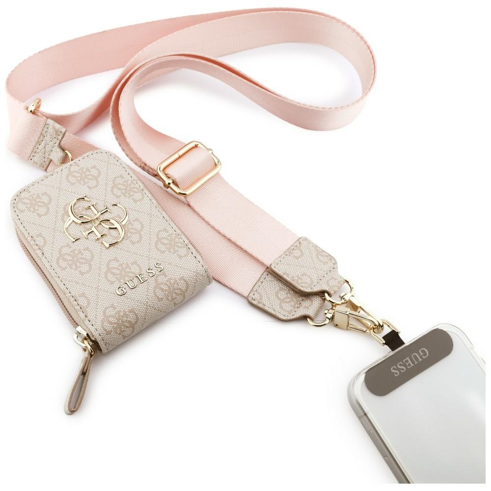 GUESS Universal leash with wallet 4G Metal logo pink