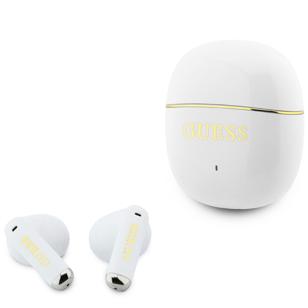 GUESS Glossy Gold Line Classic TWS Earbuds white