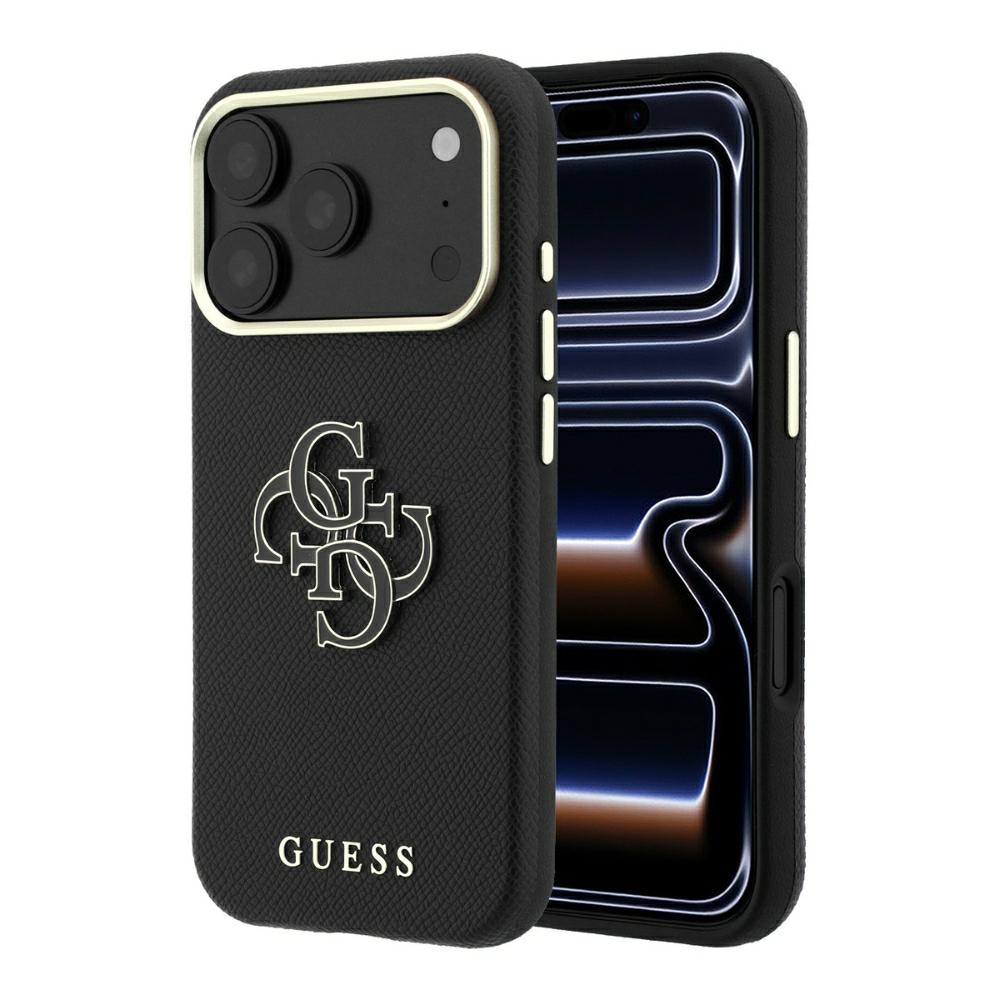 GUESS Grained AND Big Resin Logo Case for iPhone 18 Pro Max / 17 Pro Max black