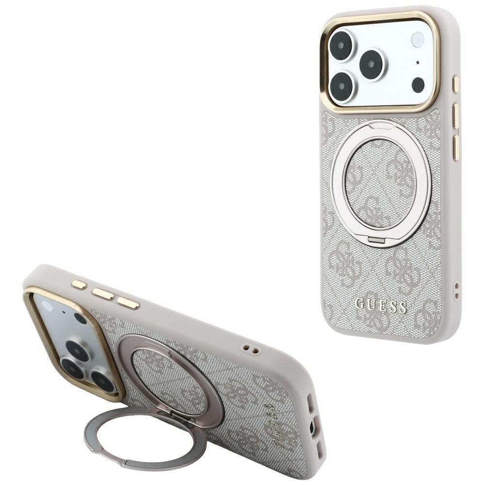 GUESS Ring Stand 360 4G Classic Logo MagSafe Case for iPhone 18 Pro Max / 17 Pro Max pink