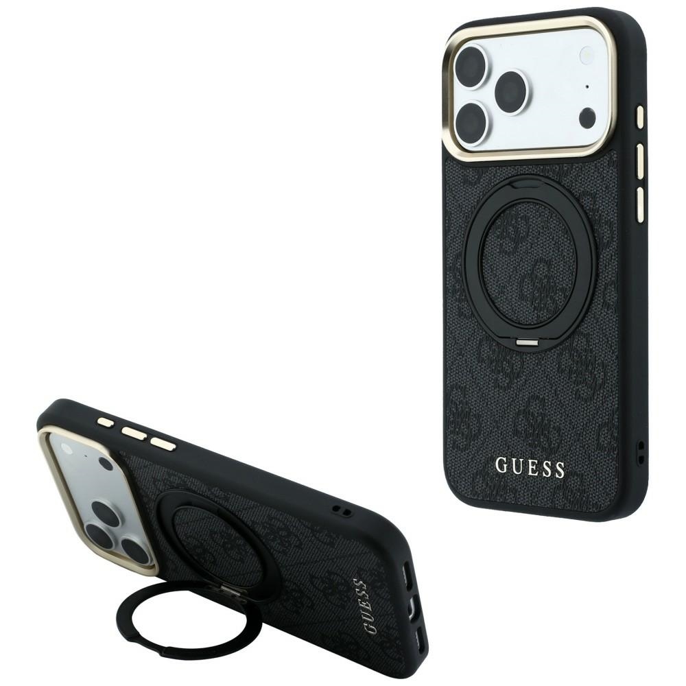 GUESS IPhone 18 Pro / 17 Pro 360 Ring Stand Case 4G Classic Logo MagSafe black