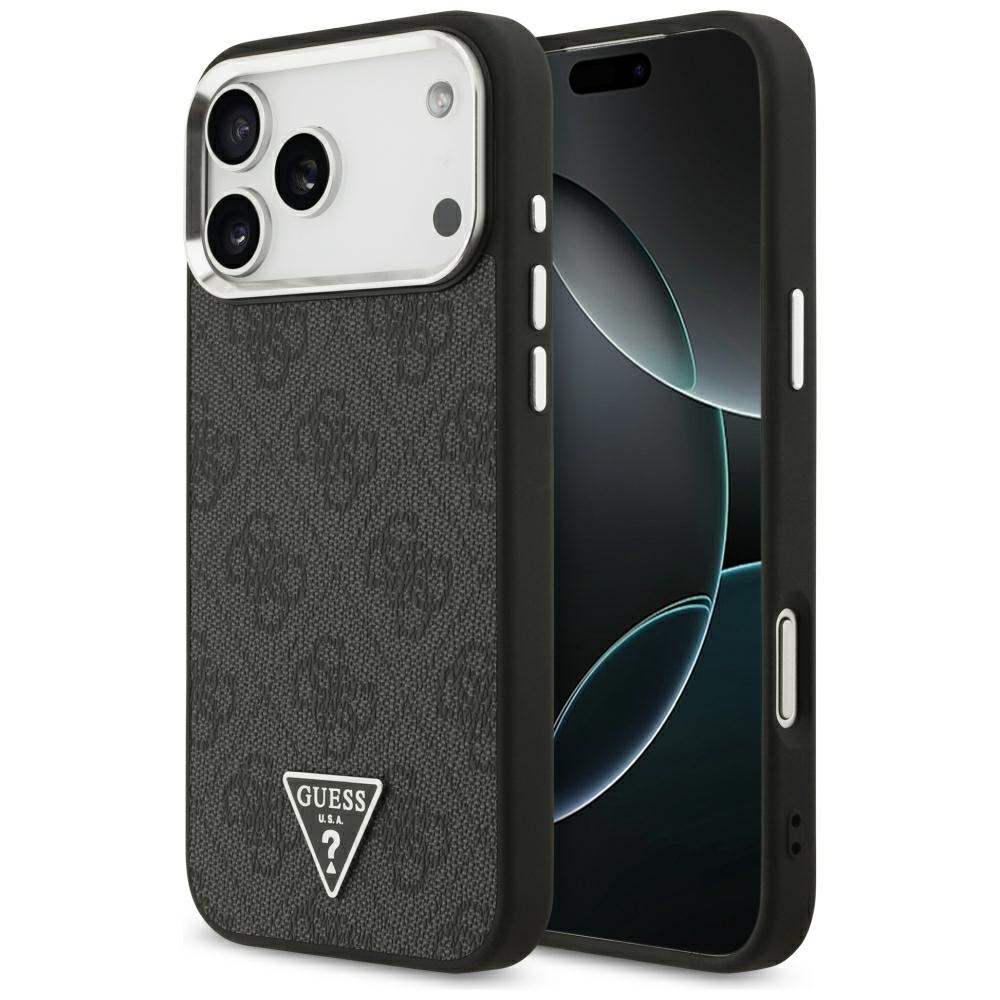 GUESS 4G Triangle Logo MagSafe Case for iPhone 18 Pro Max / 17 Pro Max black silver
