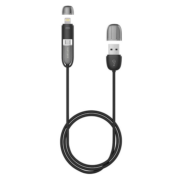 FujiPower cable, Lightning/Micro, 1m, black, FPCMICROAPLTBLK