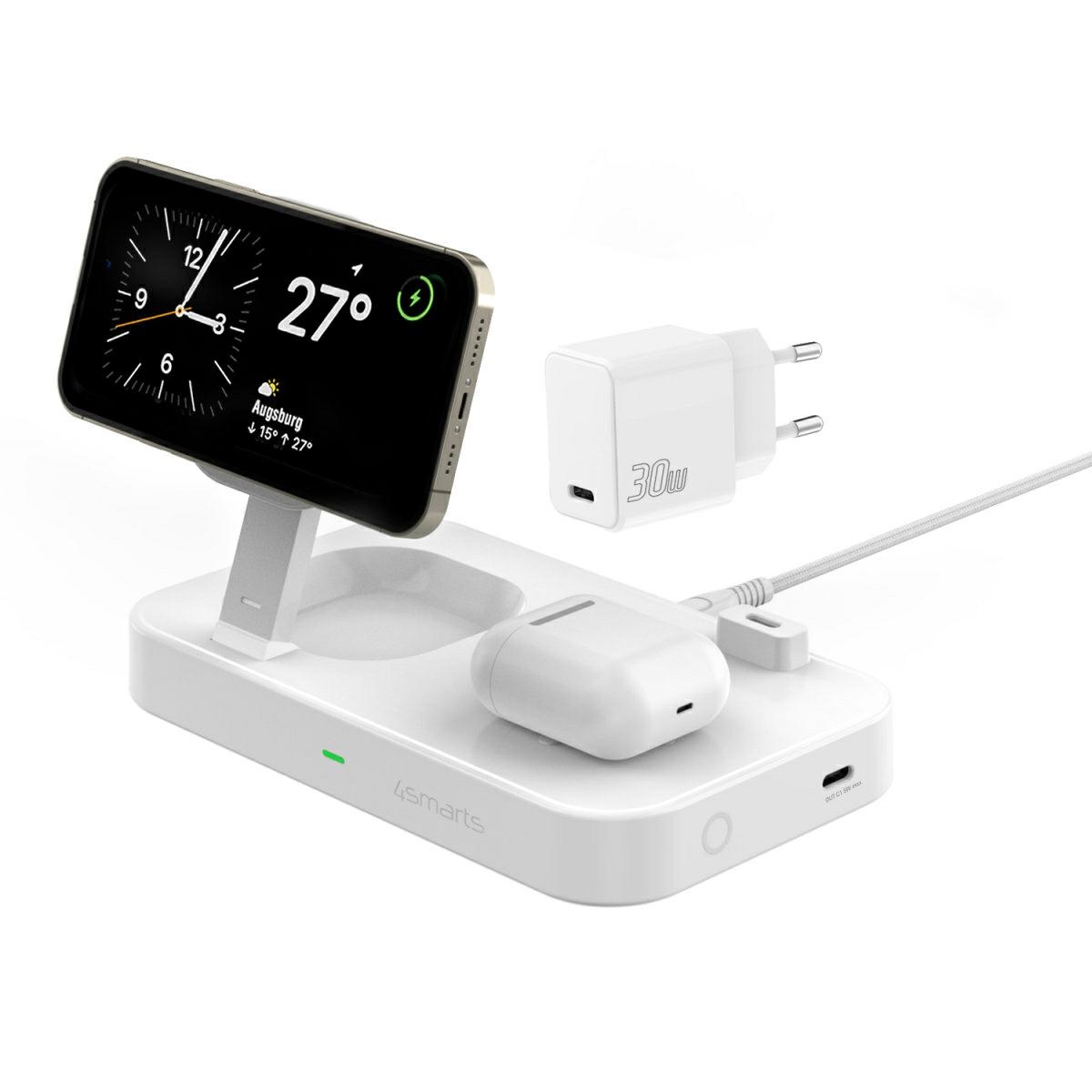 4smarts Nice. inductive QI2 Trident 2-in-1 + USB-C + 30W wall charger white/white 540998