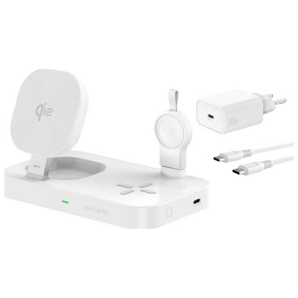 4smarts Qi2 Trident charging station with charger for Galaxy Watch, white