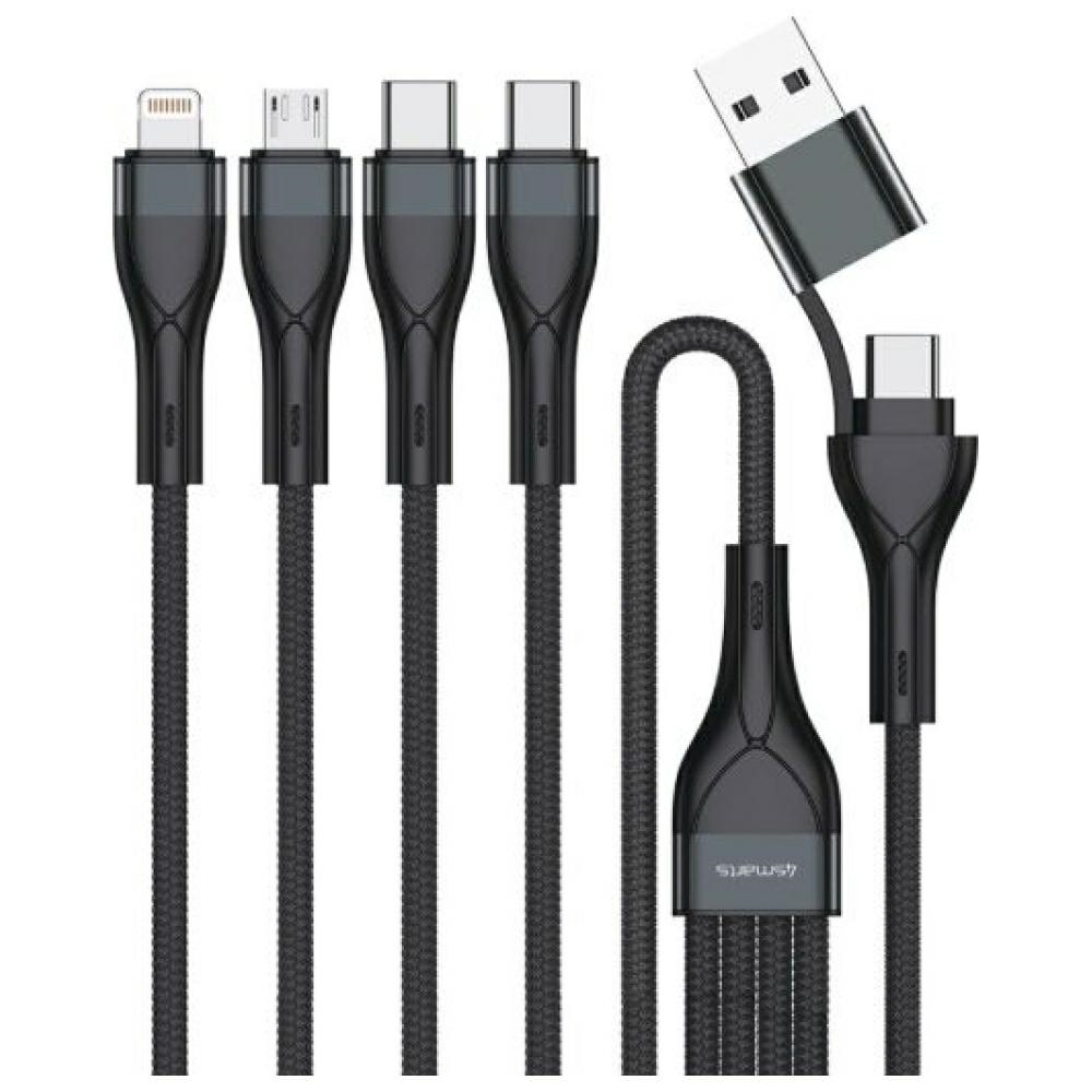 4smarts USB-C/USB-A 4-in-1 cable, 1.2m, black
