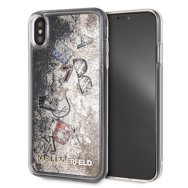 Karl Lagerfeld KLHCI65KSICGO iPhone Xs Max gold hard case Iconic Liquid Glitter