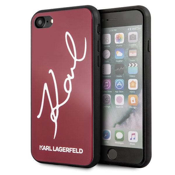 Karl Lagerfeld KLHCI8DLKSRE iPhone 7/8 SE 2020 / SE 2022 red/red hard case Signature Glitter