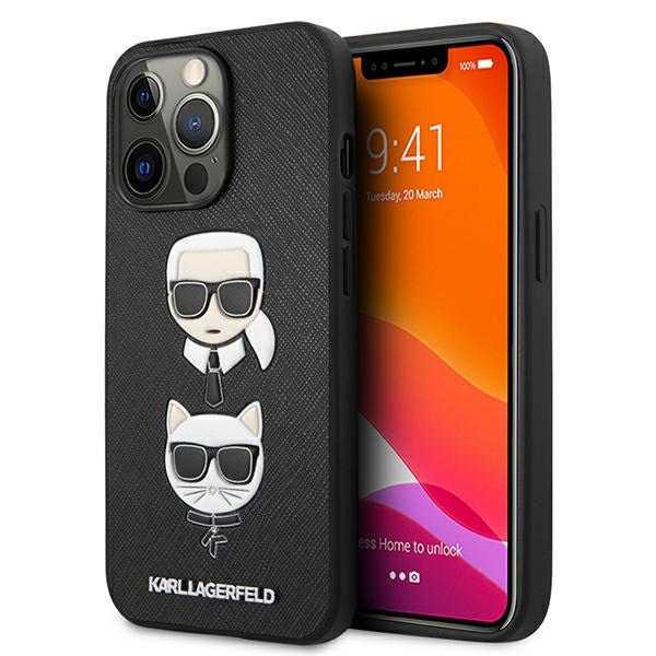Karl Lagerfeld KLHCP13LSAKICKCBK iPhone 13 Pro / 13 6.1" black Saffiano hardcase by Karl AND Choupette