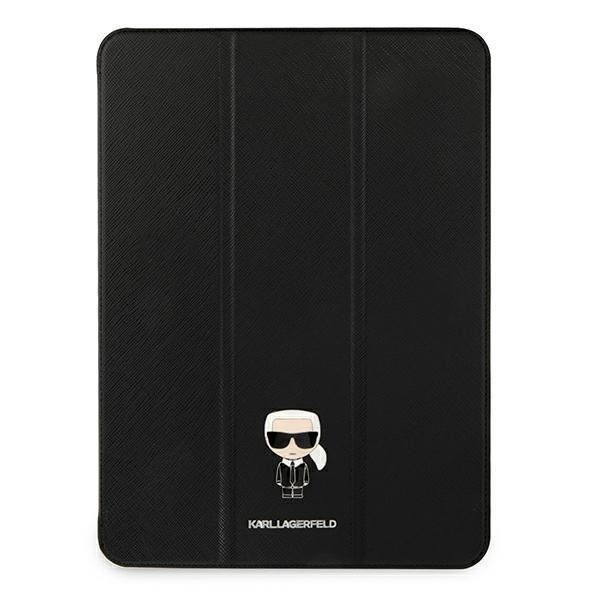 Karl Lagerfeld KLFC12OKMK iPad 12.9" Pro 2021 Book Cover, black Saffiano, Karl Iconic
