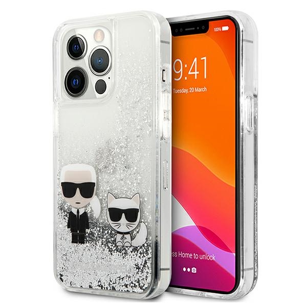 Karl Lagerfeld KLHCP13LGKCS 13 Pro / 13 6.1" silver hardcase Liquid Glitter Karl AND Choupette