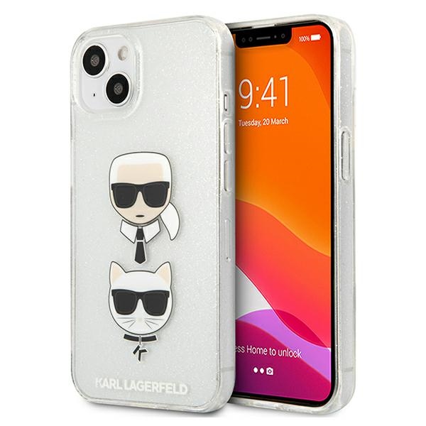 Karl Lagerfeld KLHCP13SKCTUGLS iPhone 13 mini 5.4" silver glitter hardcase, Karl's AND Choupette