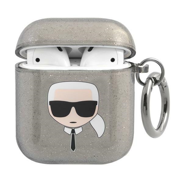 Karl Lagerfeld KLA2UKHGK AirPods 1/2 cover black Glitter Karl`s Head