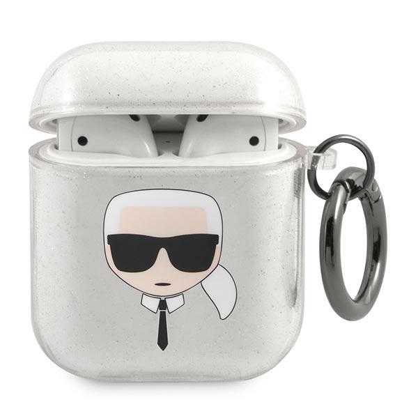 Karl Lagerfeld KLA2UKHGS AirPods 1/2 cover silver Glitter Karl`s Head