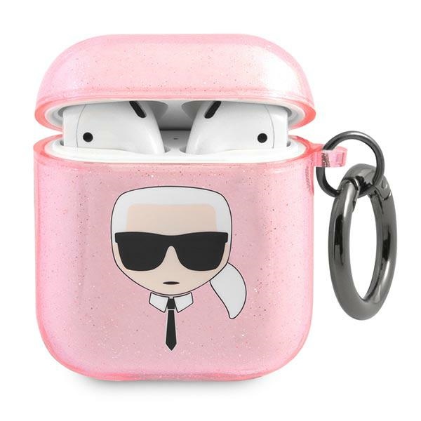 Karl Lagerfeld KLA2UKHGP AirPods 1/2 cover pink Glitter Karl`s Head