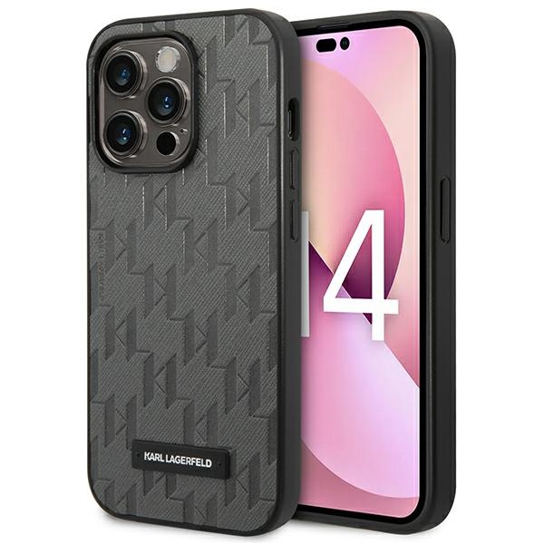 Karl Lagerfeld KLHCP14XSAKLHPG iPhone 14 Pro Max 6.7" hard case, grey Saffiano with Mono Metal Logo