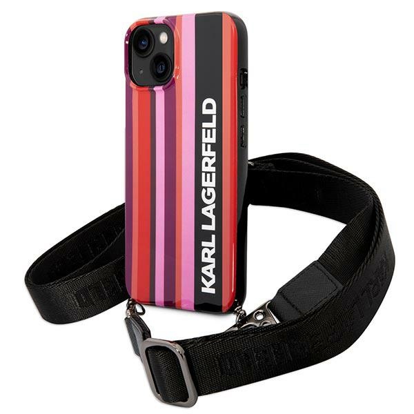 Karl Lagerfeld KLHCP14SSTSTP iPhone 14 / 15 / 13 6.1" hard case pink Color Stripes Strap