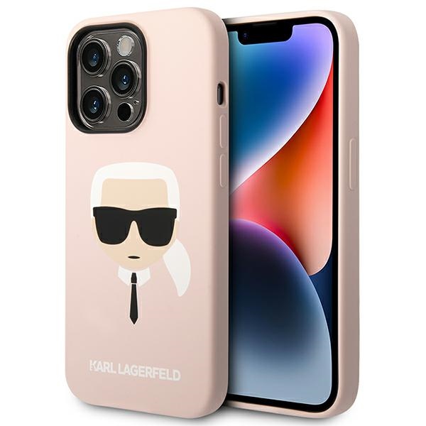 Karl Lagerfeld KLHCP14LSLKHLP iPhone 14 Pro 6.1" hard case pink Silicone Karl`s Head