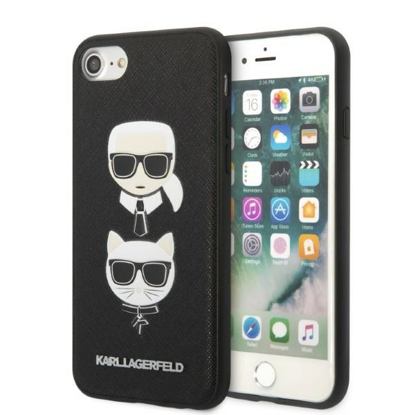 Karl Lagerfeld KLHCI8SAKICKCBK iPhone 7/8 / SE 2020 / SE 2022 black hardcase Saffiano Karl AND Choupette Head