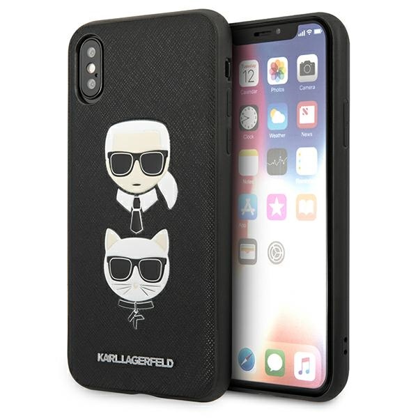 Karl Lagerfeld KLHCI65SAKICKCBK iPhone XS Max black Saffiano hardcase by Karl AND Choupette