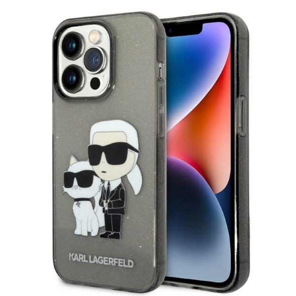 Karl Lagerfeld KLHCP14LHNKCTGK iPhone 14 Pro 6.1" black glitter hardcase, Karl AND Choupette