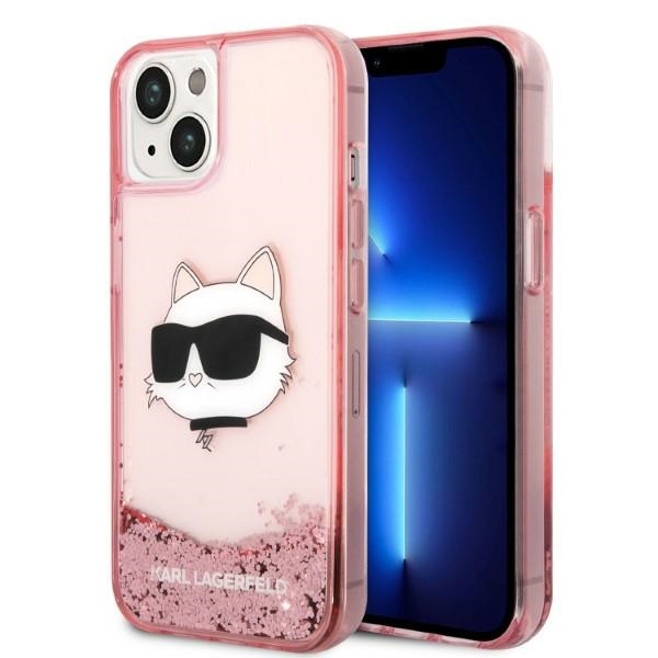 Karl Lagerfeld KLHCP14MLNCHCP iPhone 14 Plus / 15 Plus 6.7" pink glitter hard case with Choupette design