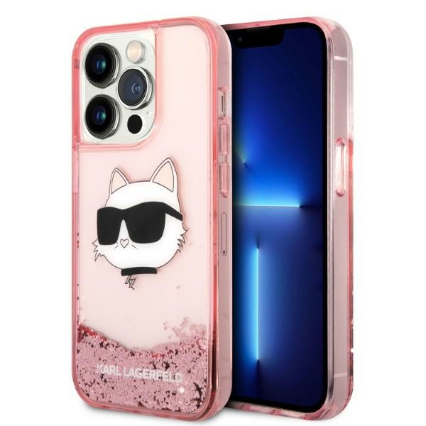 Karl Lagerfeld KLHCP14XLNCHCP iPhone 14 Pro Max 6.7" pink glitter hardcase Choupette Head
