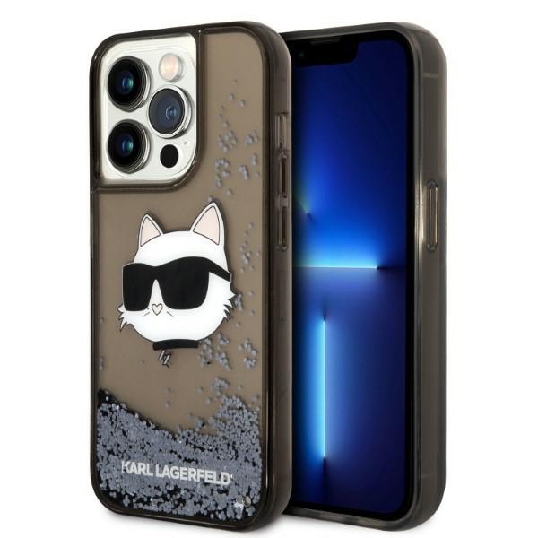 Karl Lagerfeld KLHCP14XLNCHCK iPhone 14 Pro Max 6.7" black glitter hard case, Choupette Head