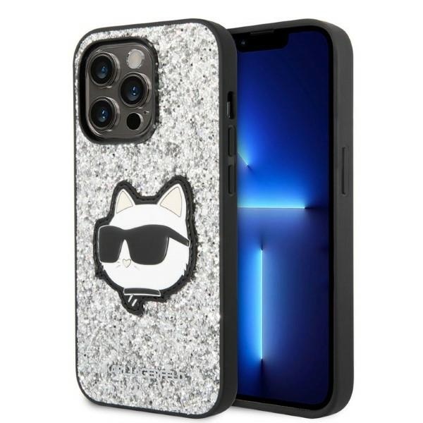 Karl Lagerfeld KLHCP14XG2CPS iPhone 14 Pro Max 6.7" silver hardcase with Glitter Choupette Patch